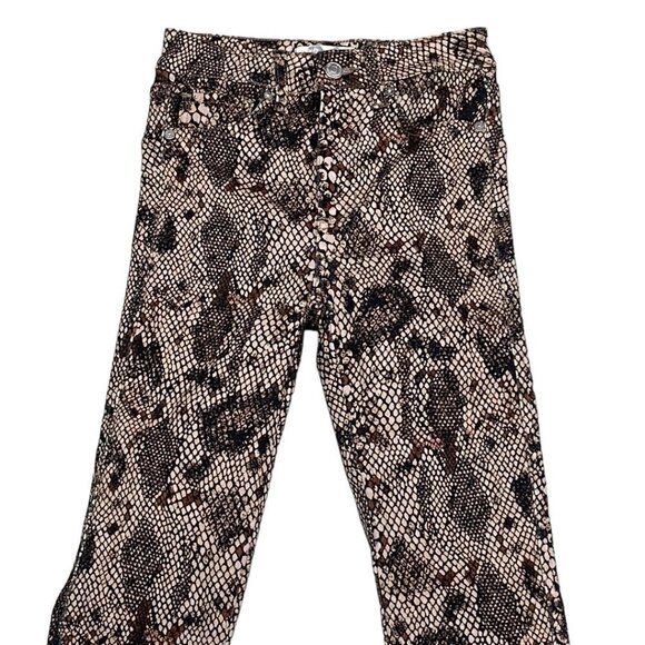 Free People We The Free Jeans NWT Two Faced Snake Skin Pockets Brown Size 24 - Picture 1 of 13